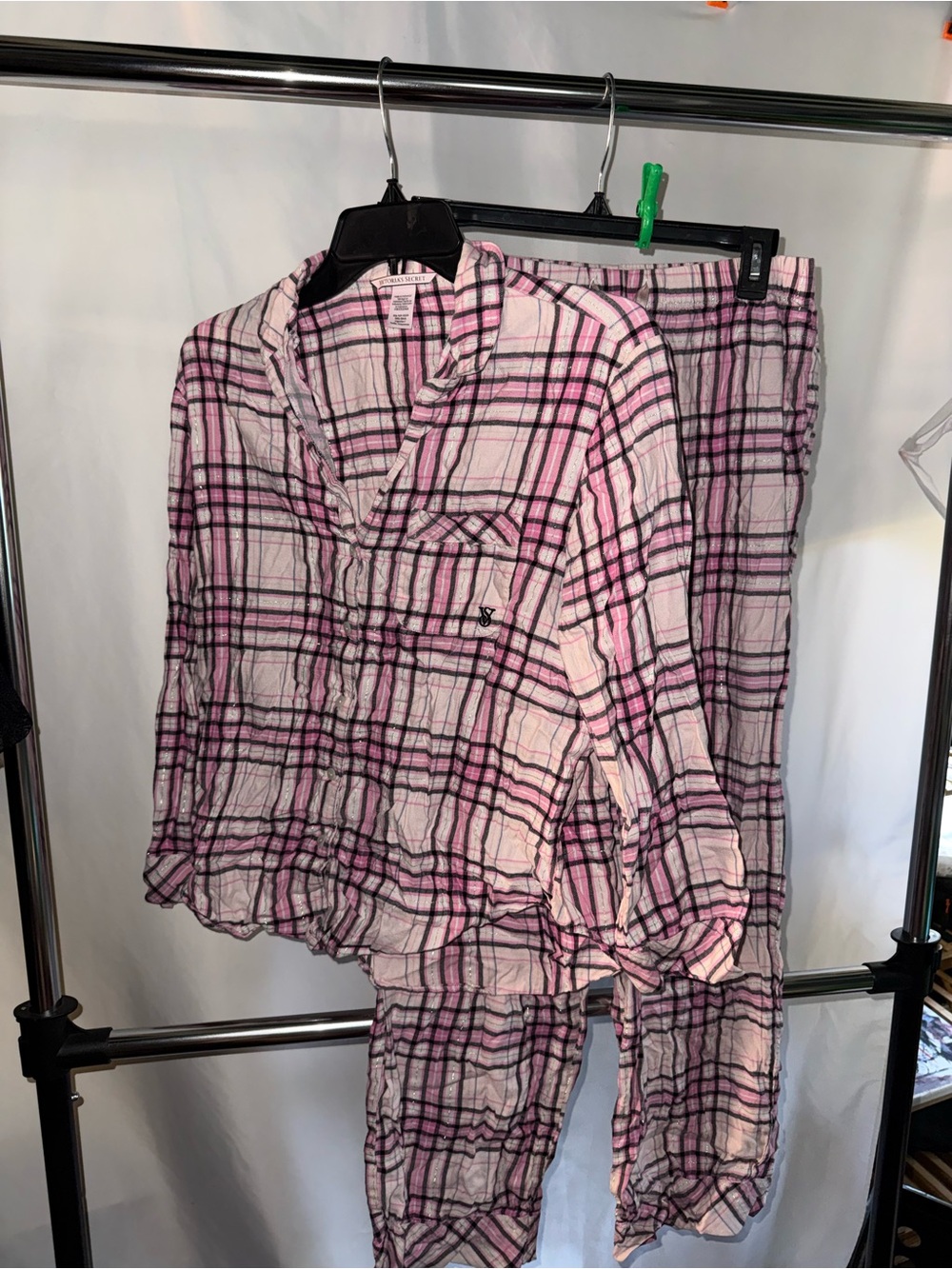 Victoria's Secret Pink and Black Plaid Pajama Set
